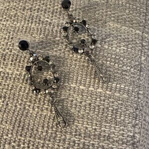 Vintage Art Deco Black and Silver Earrings